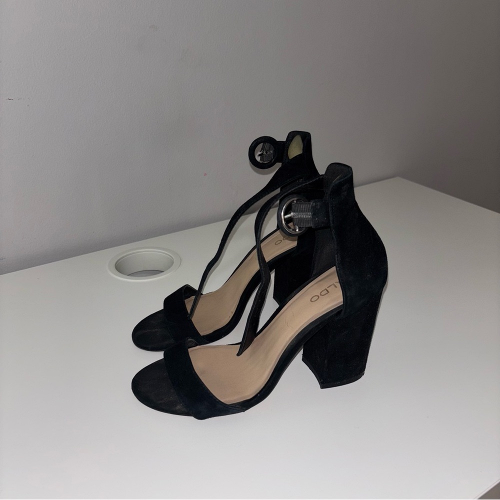 ALDO Black Suede Heeled Sandals